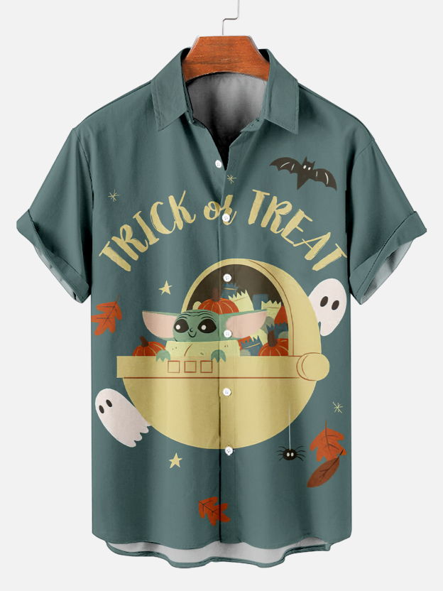 [Copy]Men's Vintage Witch Oil Painting Art Halloween Short Sleeve Shirt