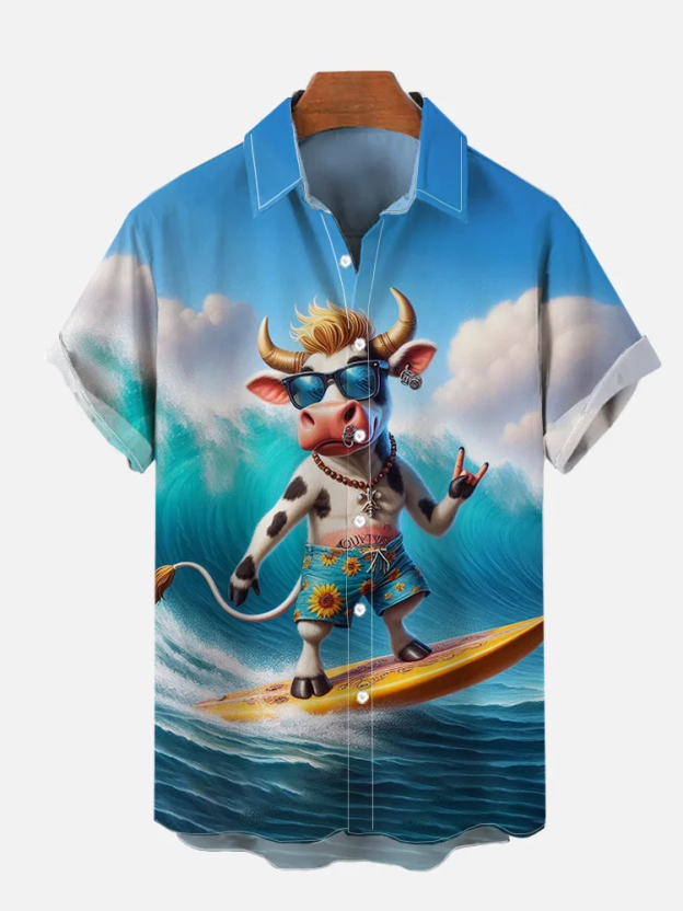 Funny Animal Print Short Sleeve Shirt