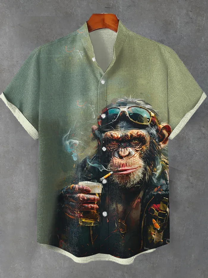 Men's Retro Brave Tom and Jerry Cartoon Graphic Short Sleeve Shirt