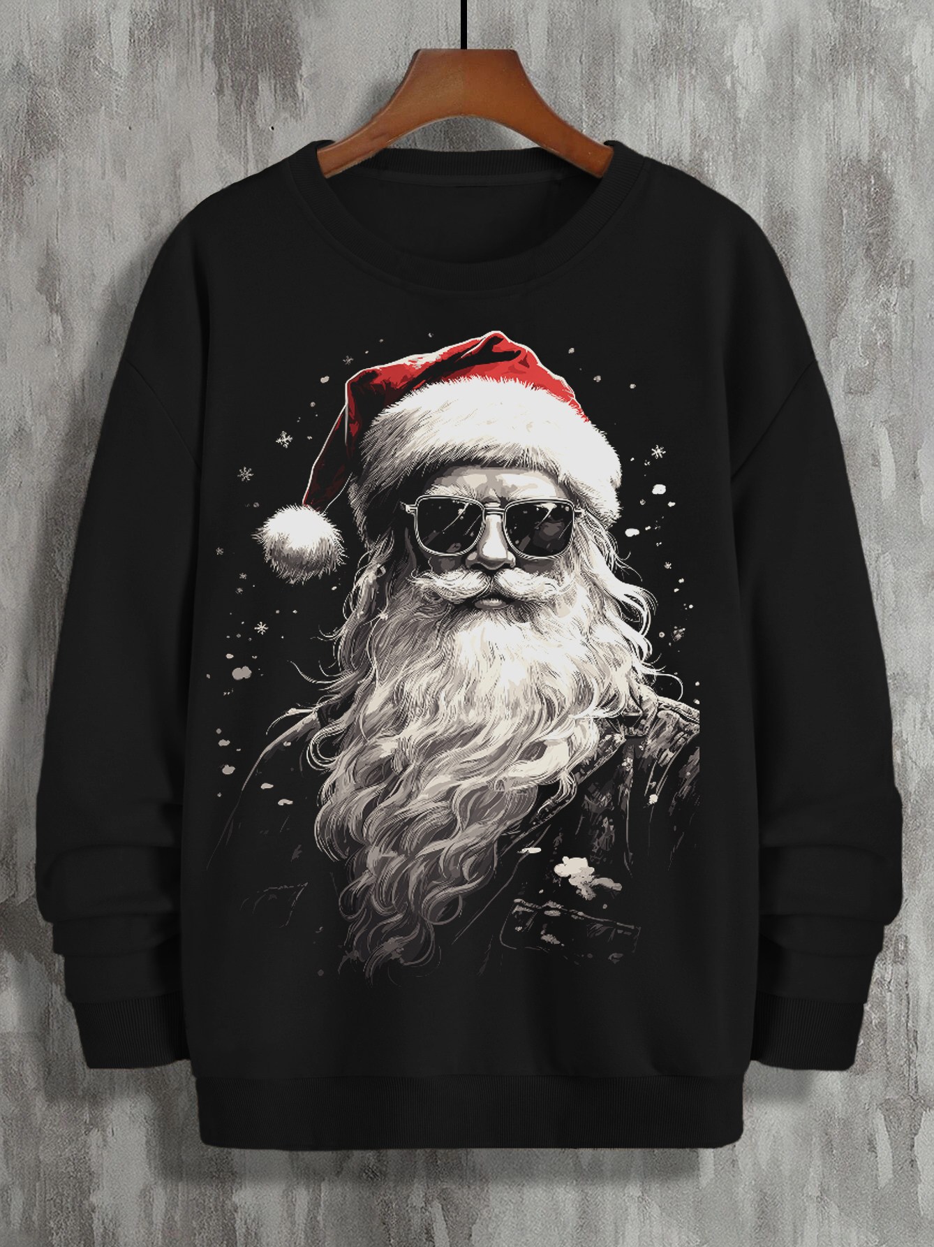 Men's Christmas Santa Claus With Sunglasses Print Sweatshirt