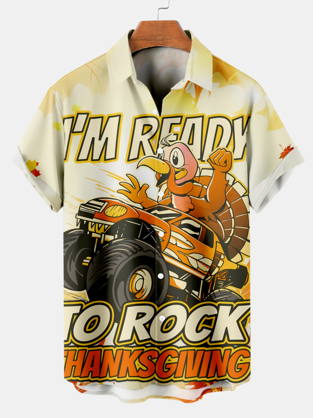 Men's Thanksgiving Day Print Short Sleeve Shirt