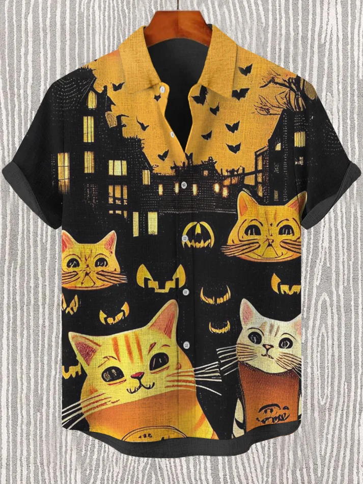 Men's Retro Halloween Short Sleeve Shirt