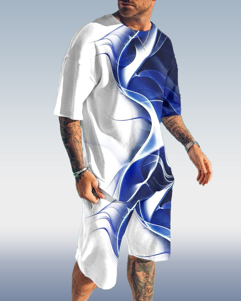 Suitmens Men's Ombre Print Shorts Set 069