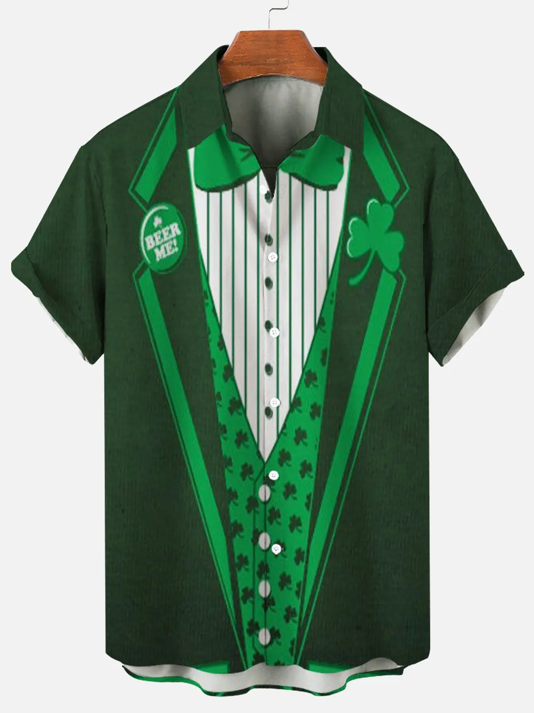 Men's Plus Size Casual St. Patrick's Day Creative Design Short Sleeve 