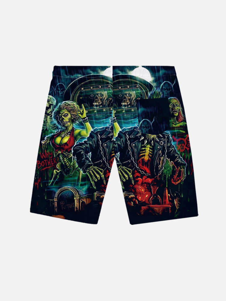 Classic Horror Punk Zombies Printing Shorts