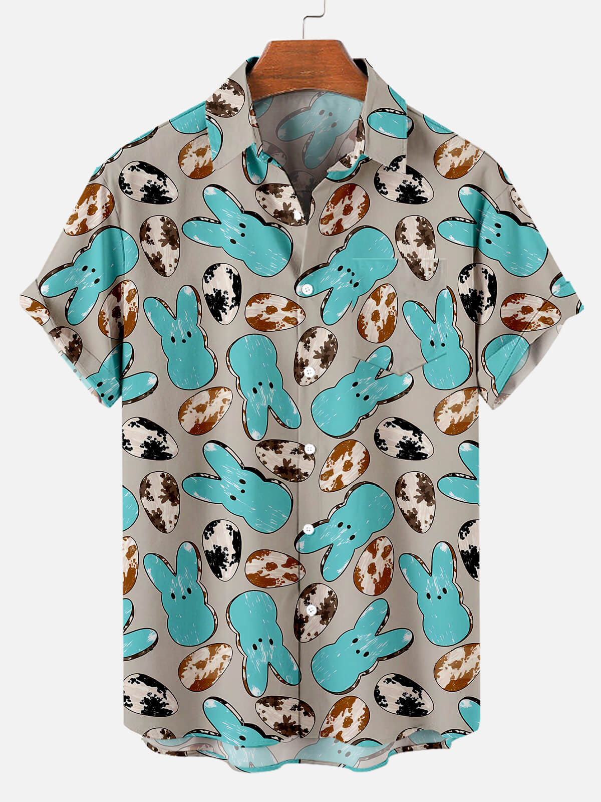 Easter Bunny Egg Fun Cute Blue Men's Short Sleeve Shirt