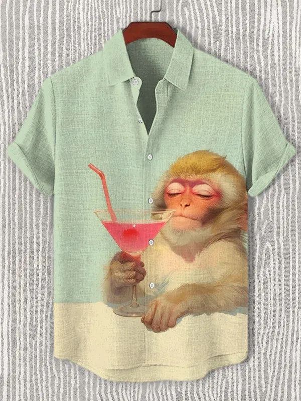 [Copy]Men's Classic Movie Godfather Animal Fun Graphic Short Sleeve Shirt