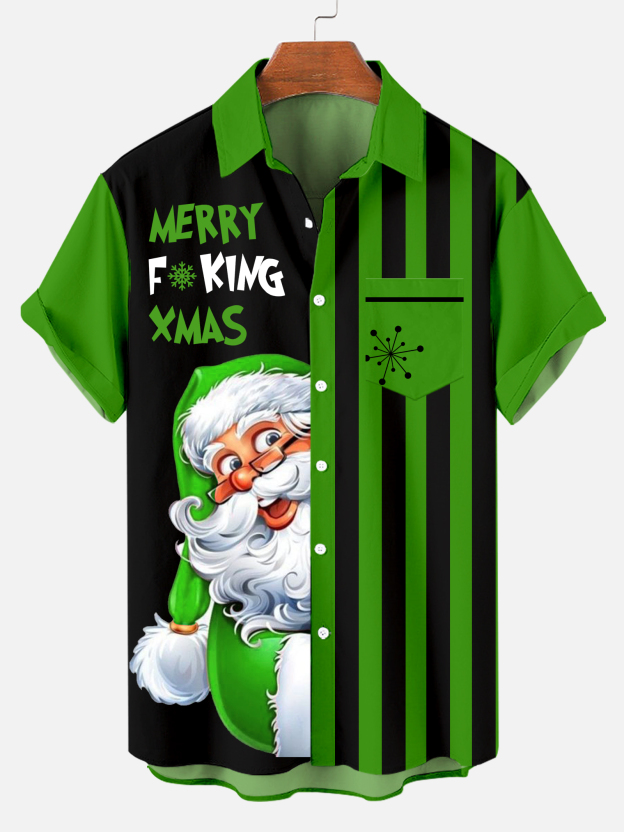 Men's Christmas Creative Design Pattern Short-Sleeved Shirt 0272