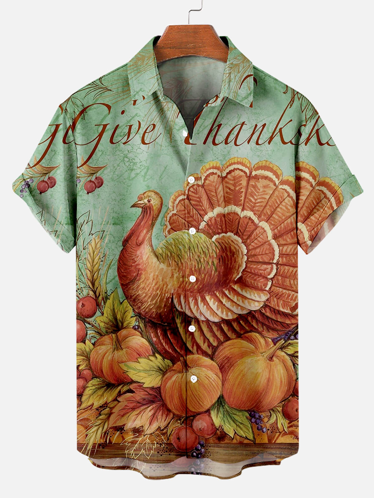 Men's Thanksgiving Day Print Short Sleeve Shirt
