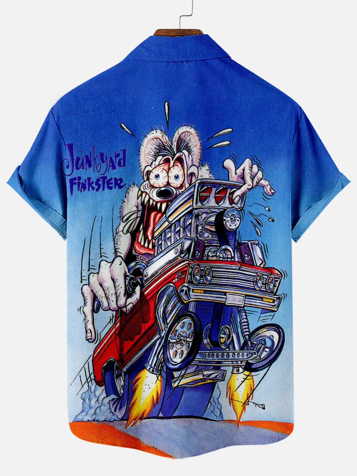 Men's Nostalgic Anime Character Retro Car Short Sleeve Shirt