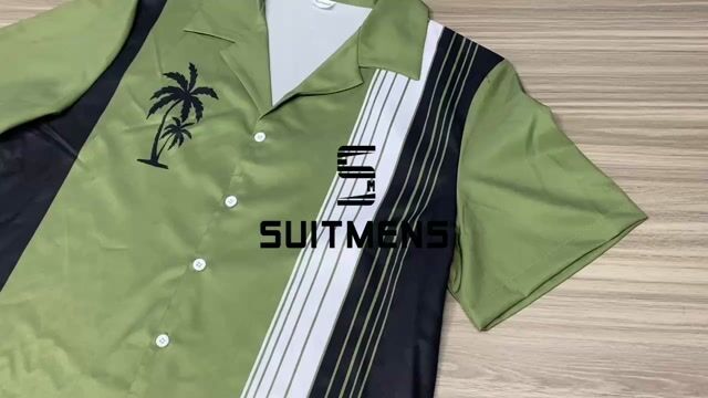 Men's Casual Vacation Hawaiian Cuban Collar Short Sleeve Shirt Set