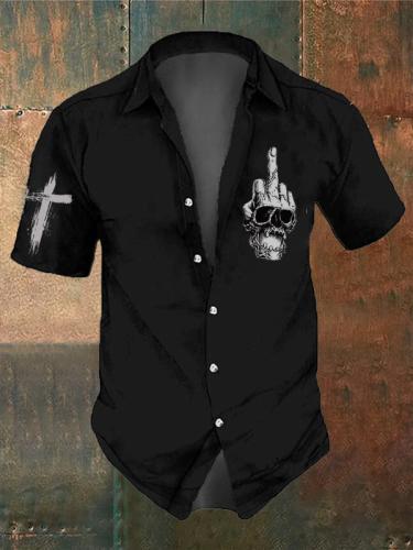 Men's Retro Dark Skull Casual Short Sleeve Shirt