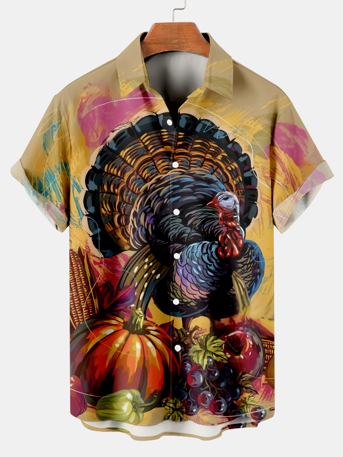 Men's Thanksgiving Day Print Short Sleeve Shirt