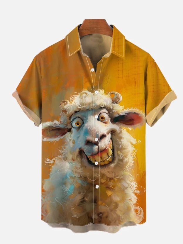 Funny Animal Print Short Sleeve Shirt