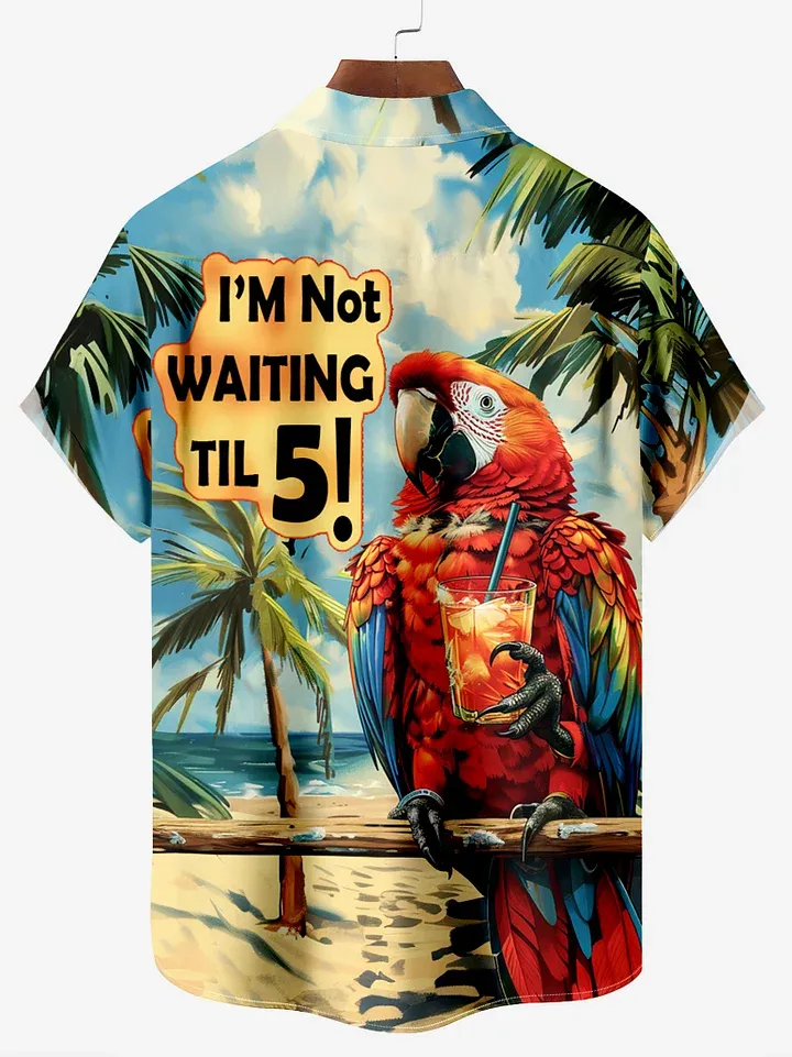Men's Comfortable Hawaiian Beach Scenery Print Shirt