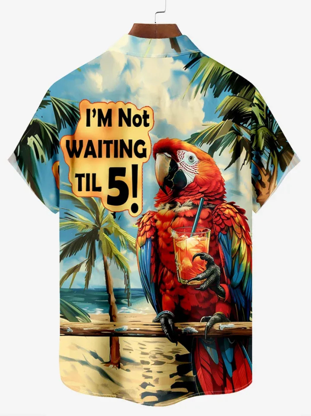 Men's Comfortable Hawaiian Beach Scenery Print Shirt