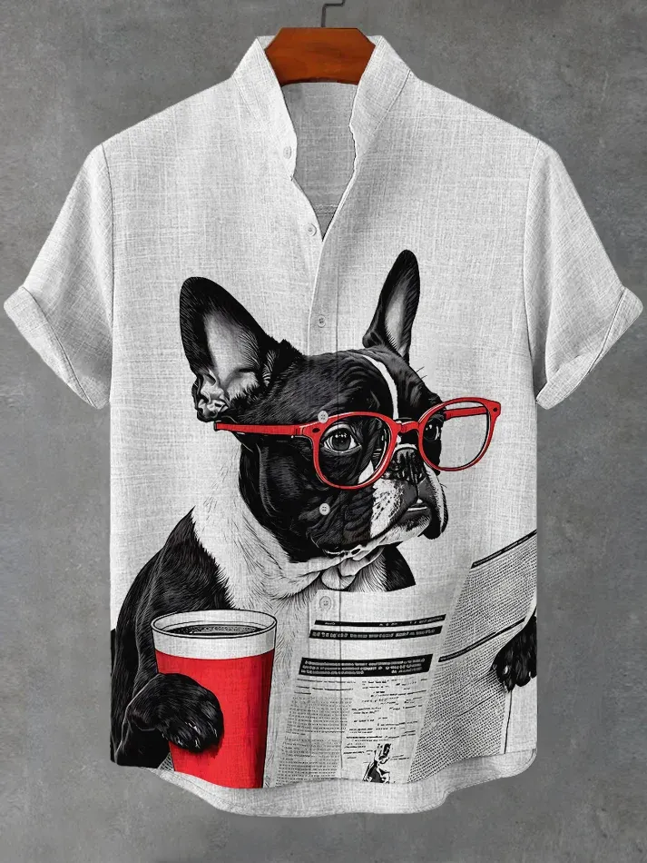 Men's Retro Brave Tom and Jerry Cartoon Graphic Short Sleeve Shirt