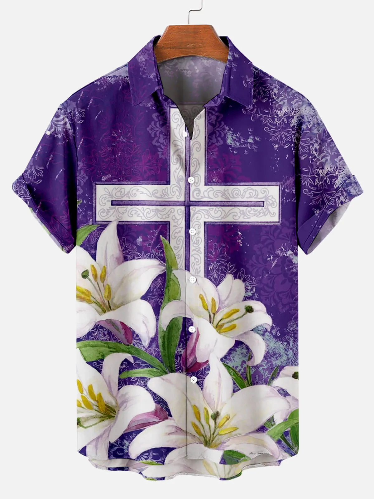 Men's Memorial Day Easter Print Short Sleeve Shirt