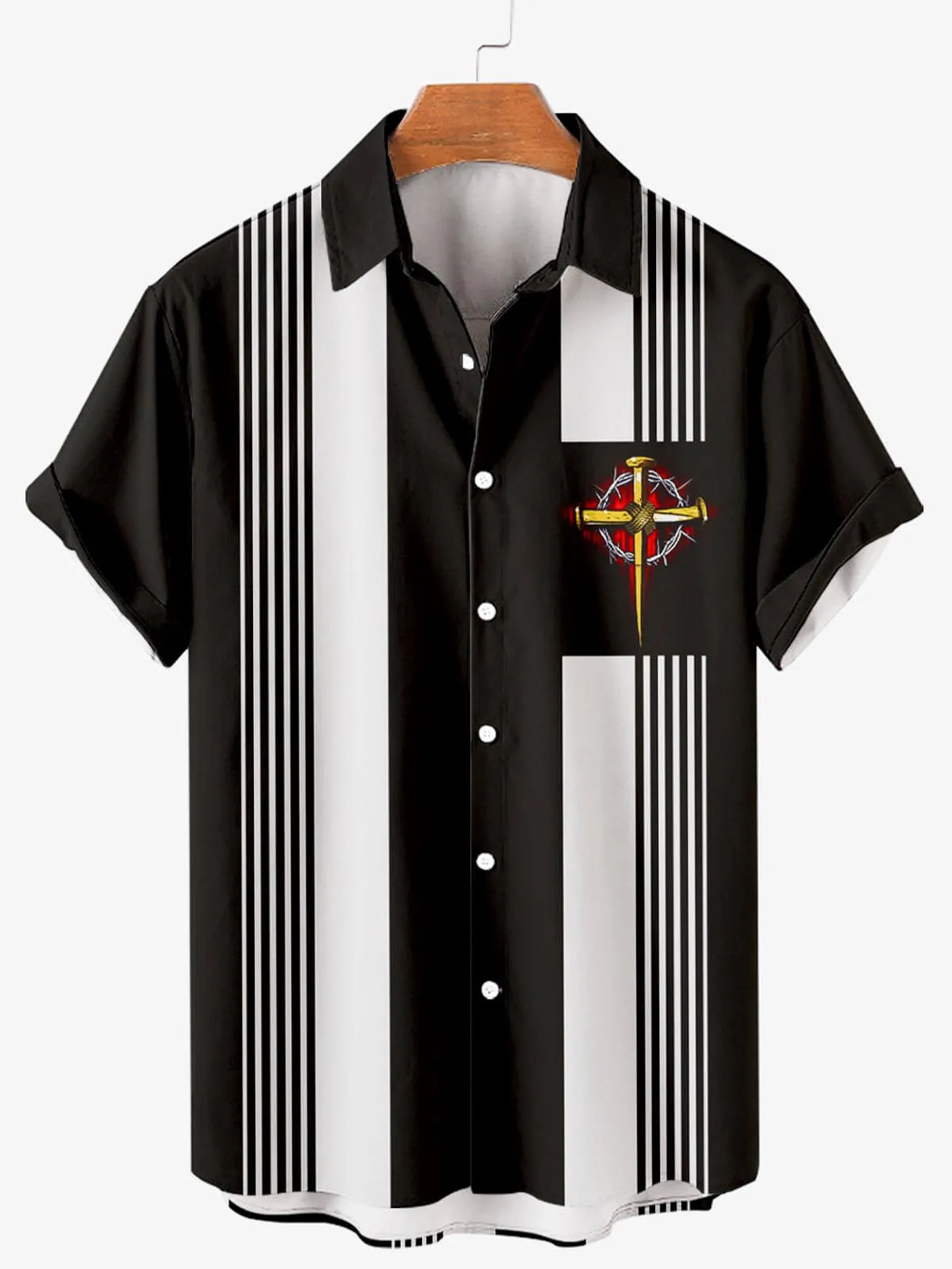 Men's Memorial Day Easter Print Short Sleeve Shirt