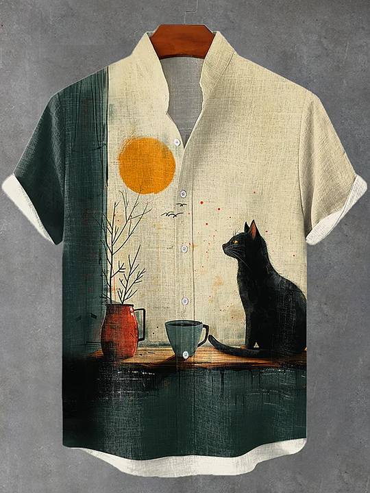 Men's EnjoyCat Theme Retro Cartoon Shirt