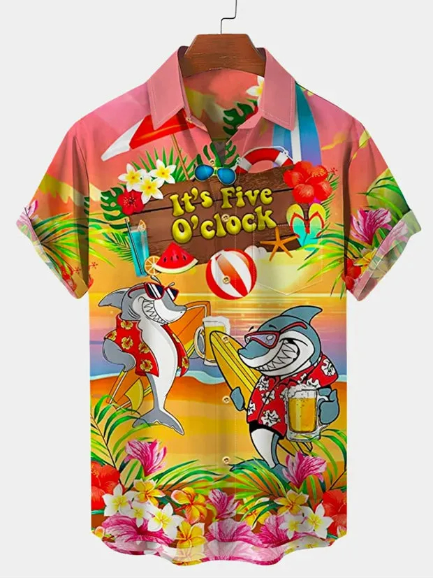 Men's Hawaiian Tiki Party Short Sleeve Shirt