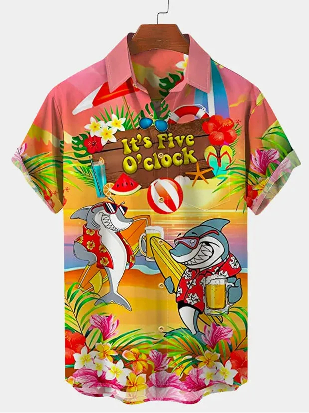 Men's Hawaiian Tiki Party Short Sleeve Shirt