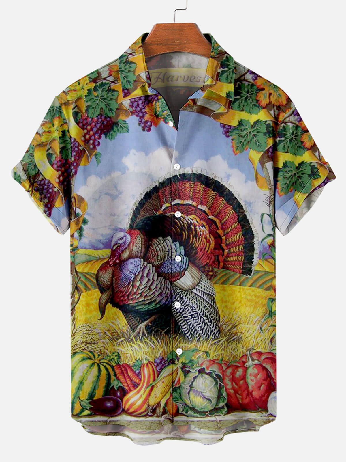 Men's Thanksgiving Day Print Short Sleeve Shirt