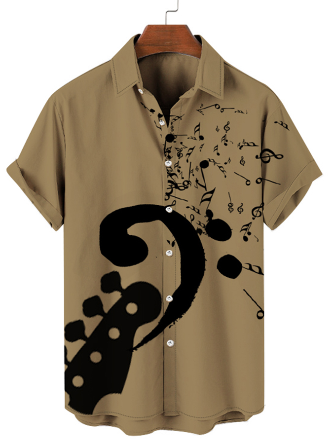 Men's Allover Note Short Sleeve Resort Shirt