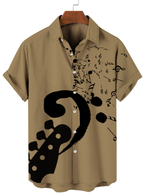 Men's Allover Note Short Sleeve Resort Shirt