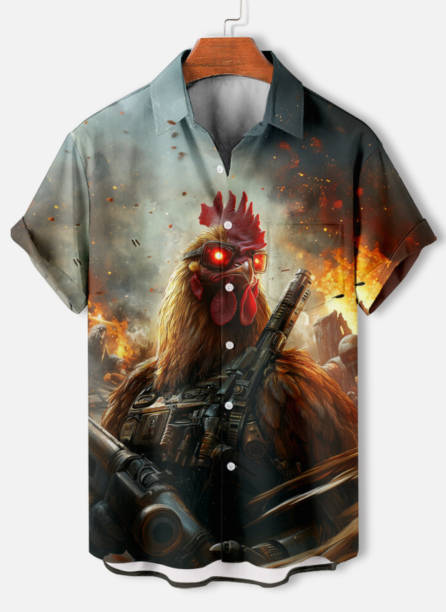 [Copy]Men's Classic Movie Godfather Animal Fun Graphic Short Sleeve Shirt