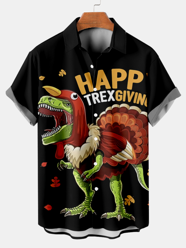 Men's Thanksgiving Day Print Short Sleeve Shirt
