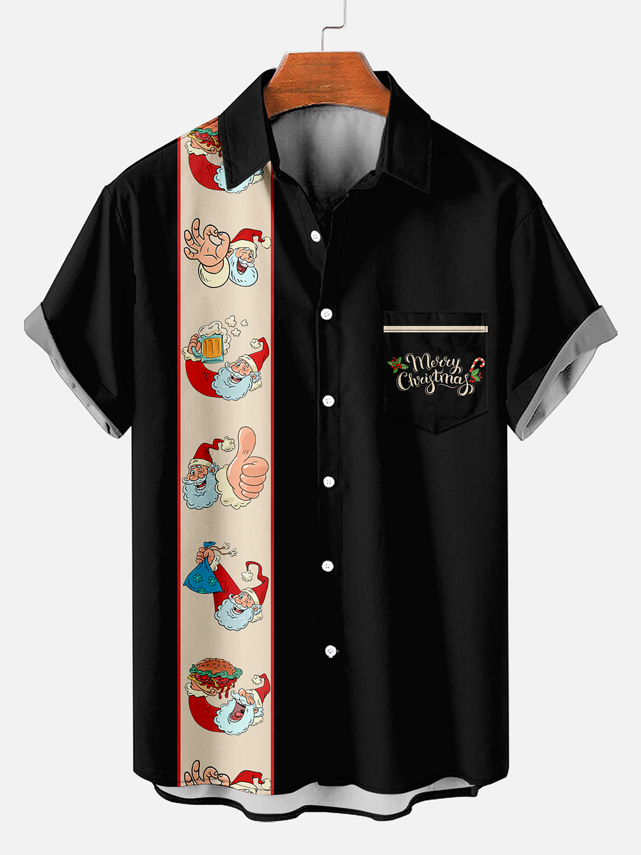 Men's Comfy Christmas Beer Stripe Print Shirt