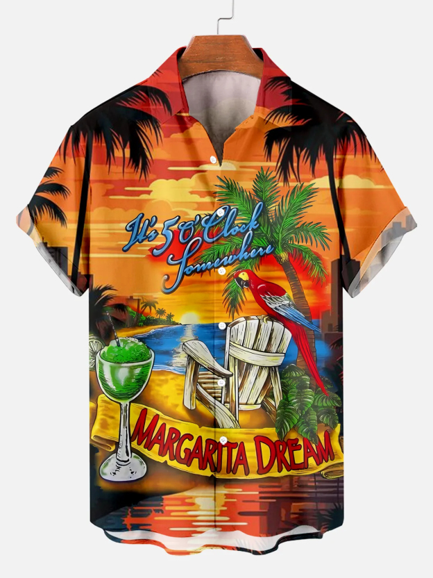 Men's Comfortable Hawaiian Beach Travel Print Shirt
