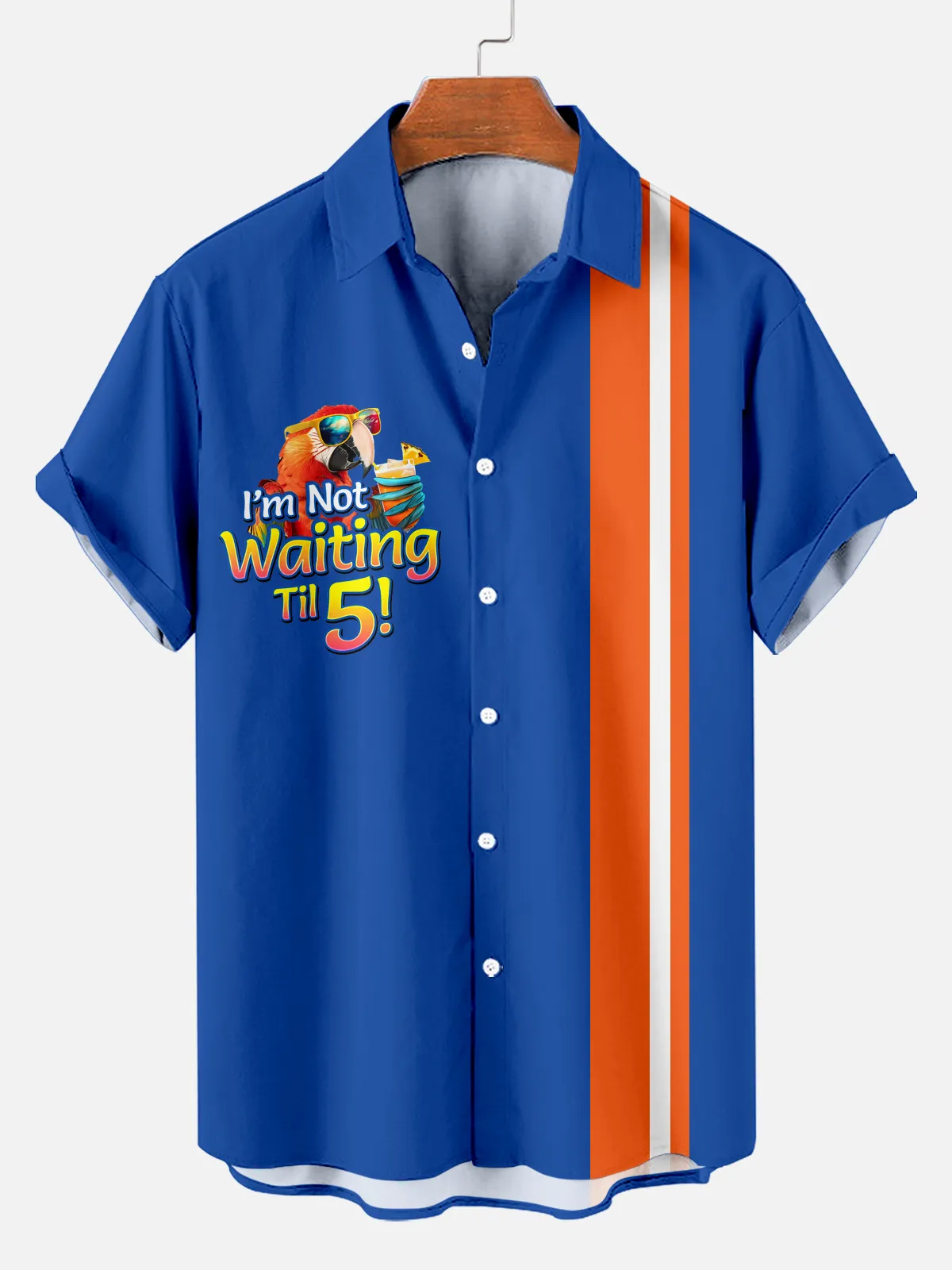 Men's Comfortable Tropical Hawaiian Bar Stripe Print Shirt