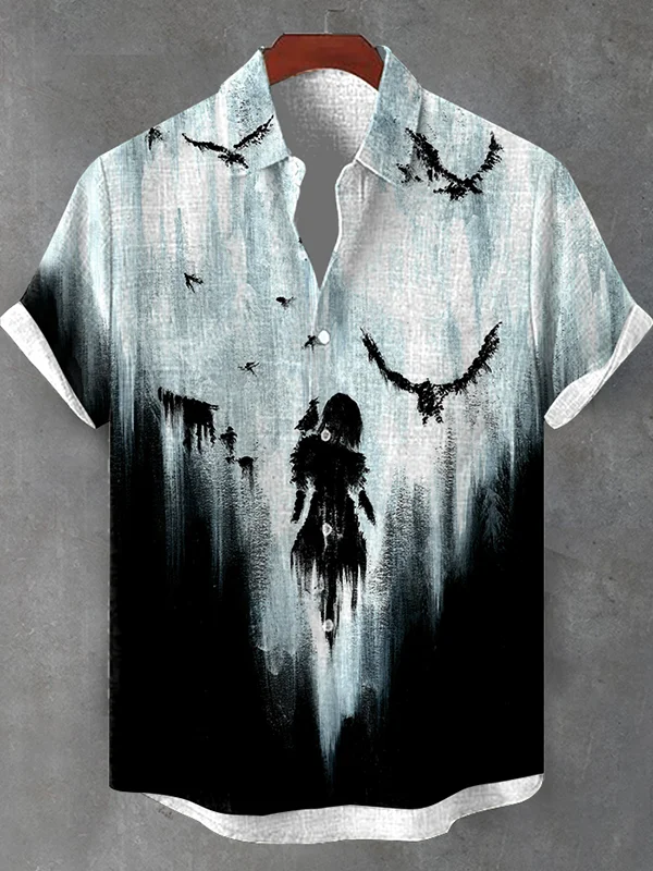 Men's Retro Halloween Short Sleeve Shirt