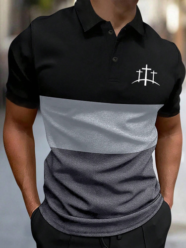 Men's faith cross graphic short-sleeved polo
