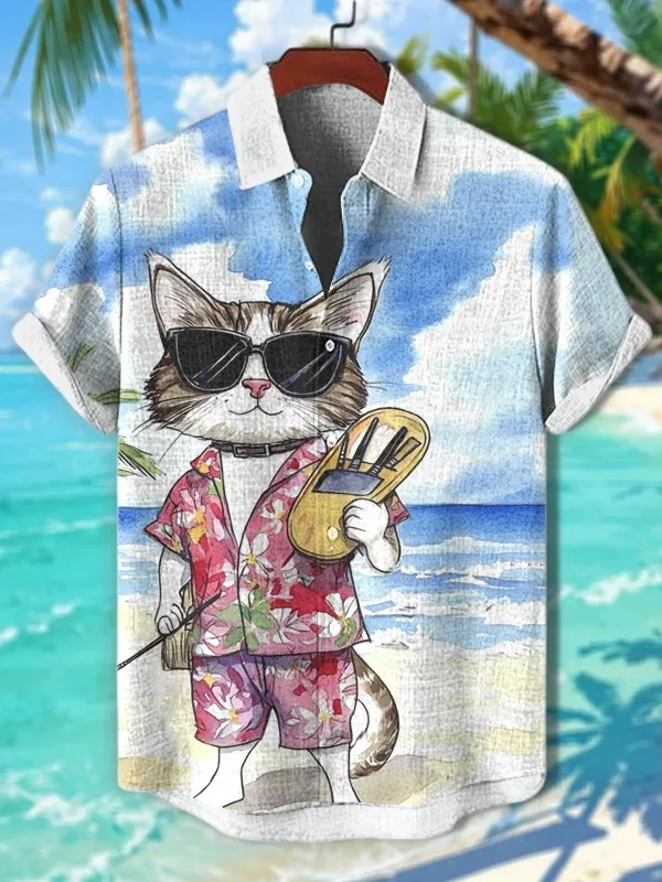 Men's Retro Brave Tom and Jerry Cartoon Graphic Short Sleeve Shirt