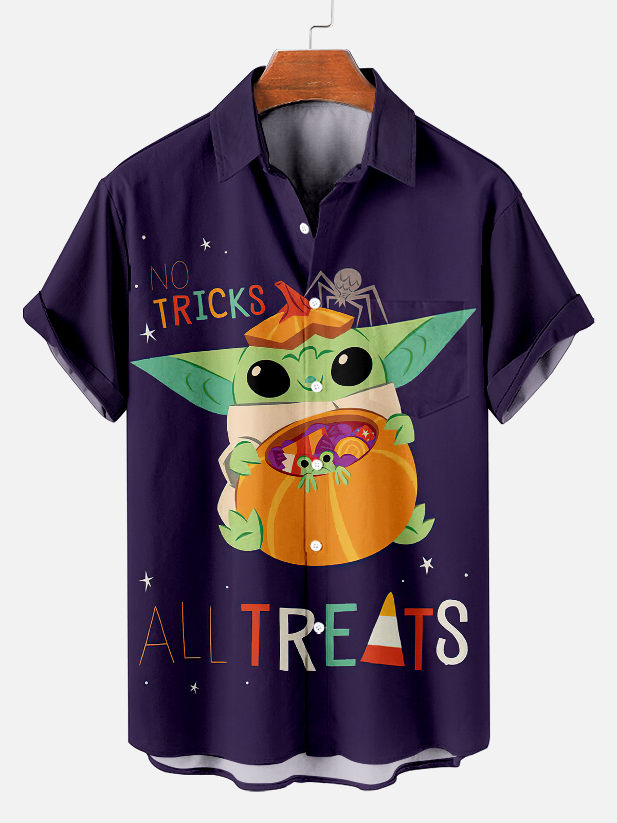 No Tricks All Treats Men's Space War Movie Halloween Short Sleeve Shirt