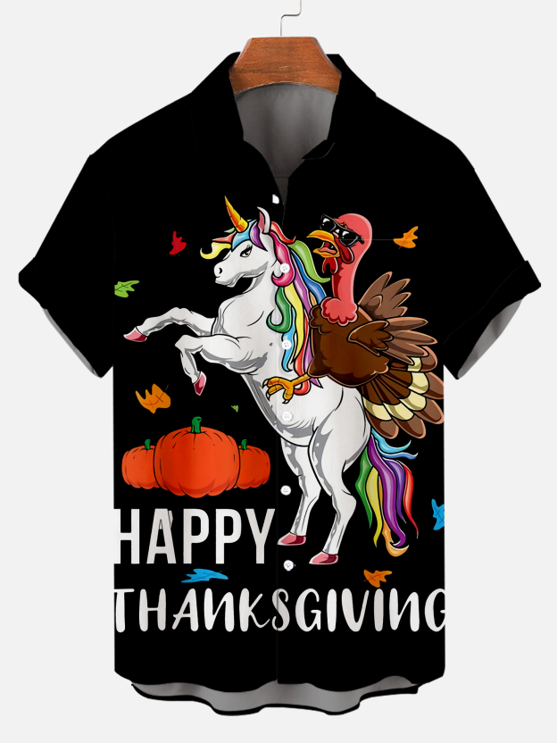 Men's Thanksgiving Day Print Short Sleeve Shirt