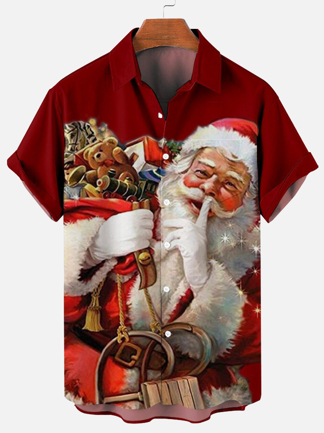 Men's Plus Size Casual Christmas Creative Series Shirt With Pockets