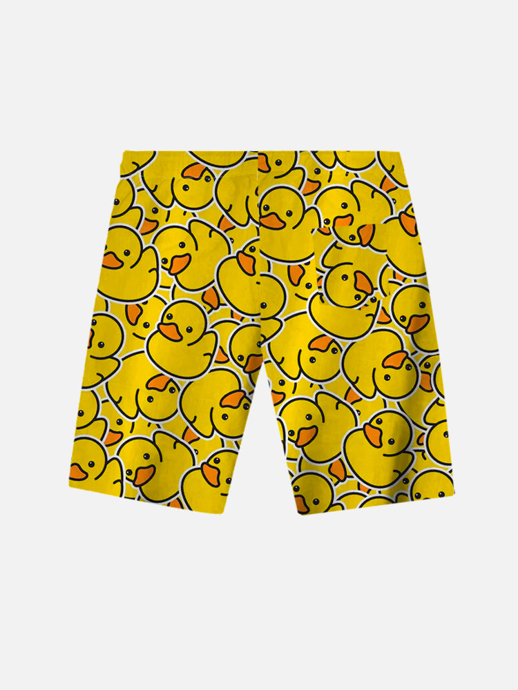 Yellow Fashion Duckling Printing Shorts