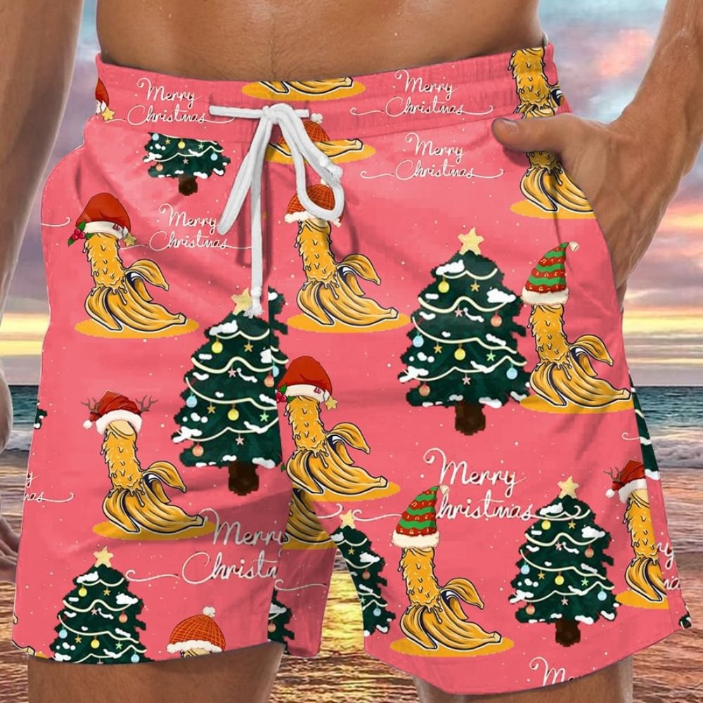 Men's Funny Christmas Print Shorts