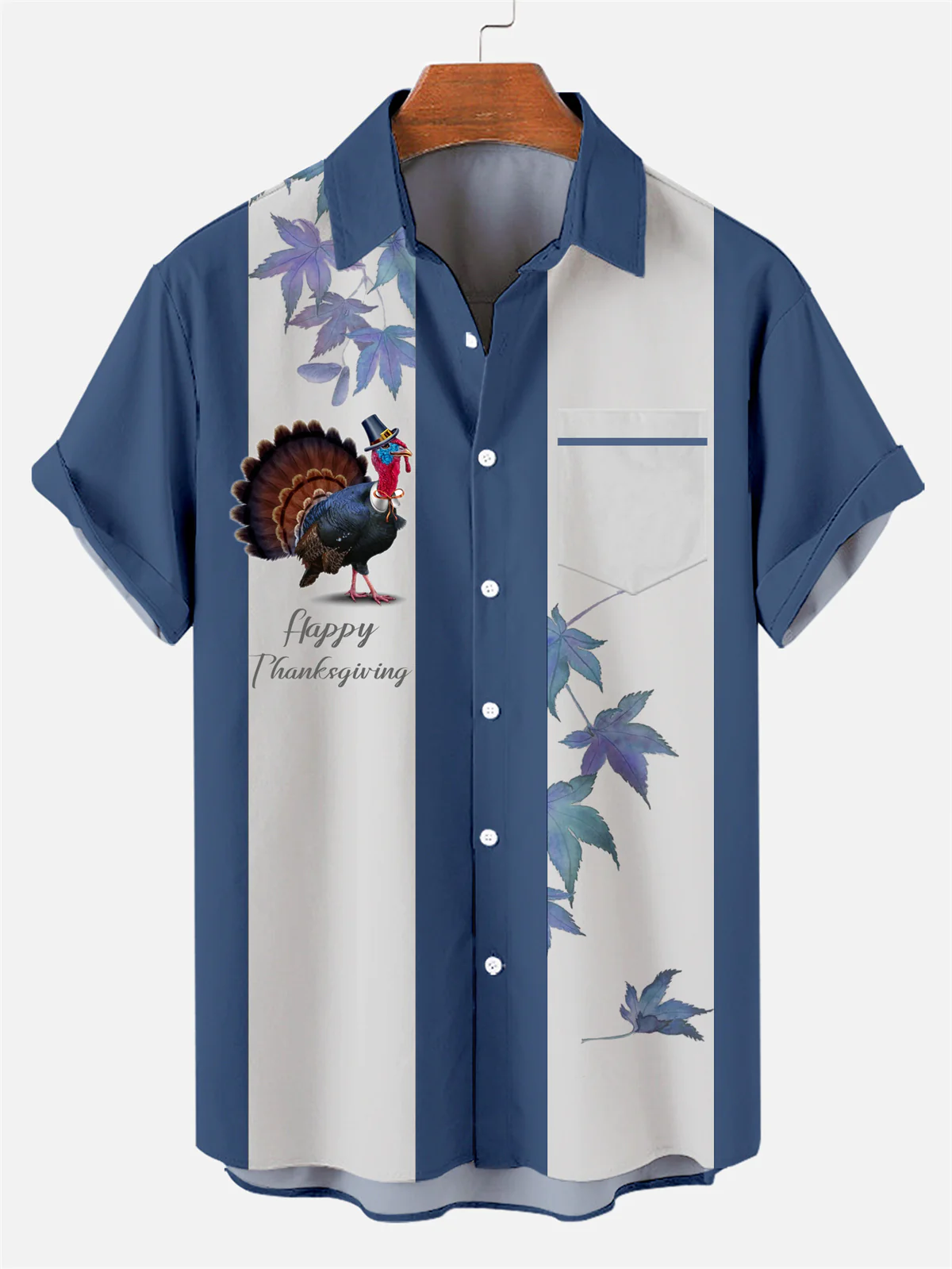 Men's Thanksgiving Maple Turkey Short Sleeve Shirt
