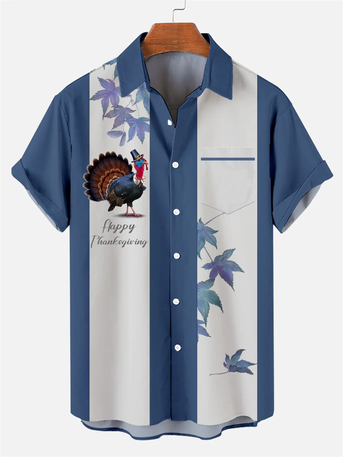 Men's Thanksgiving Maple Turkey Short Sleeve Shirt