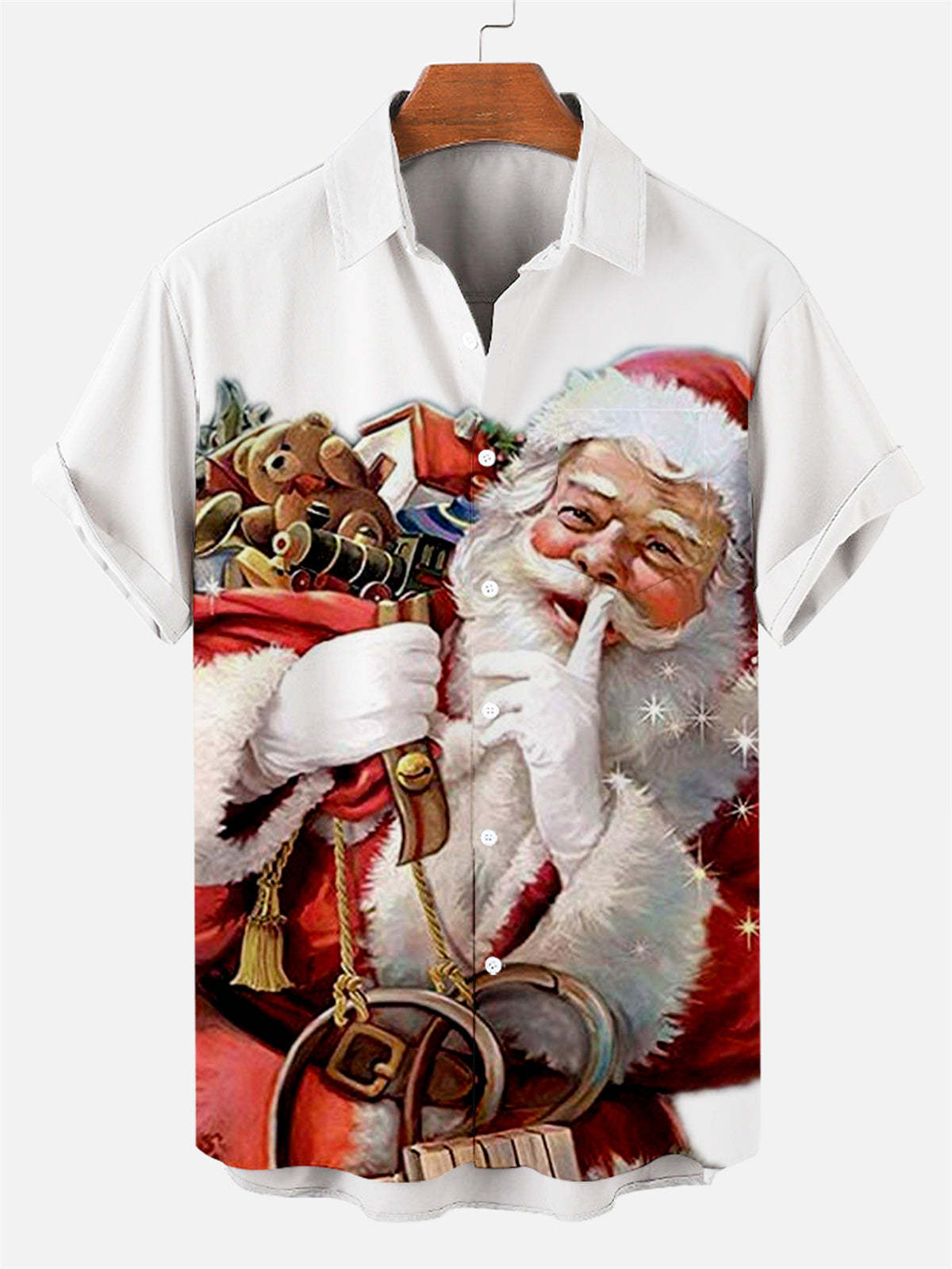 Men's Plus Size Casual Christmas Creative Series Shirt With Pockets