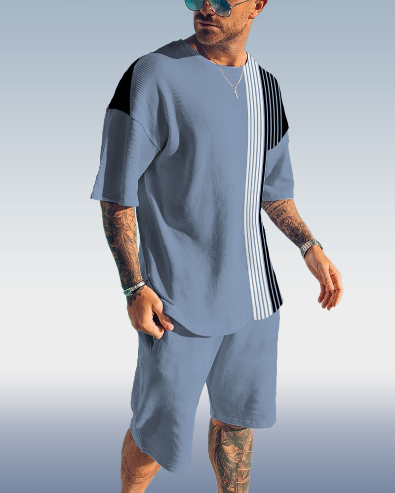 Suitmens Men's Art Print Shorts Set 027