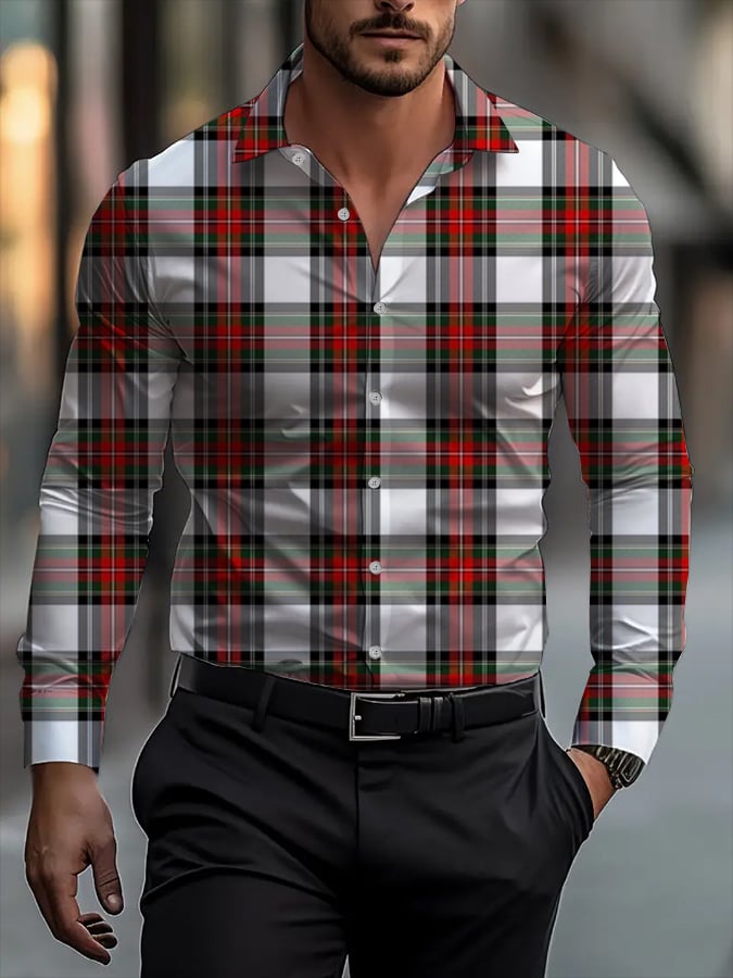 Men's Business Casual Striped Long Sleeve Shirt