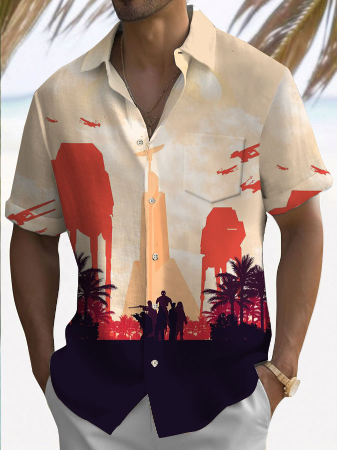 futuristic combat style graphic short sleeve shirt