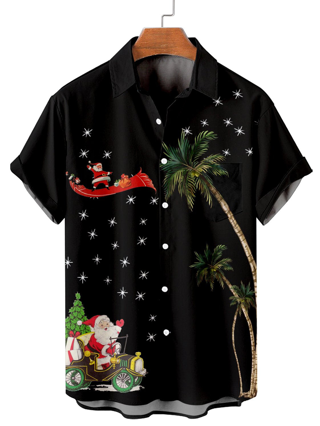 Men's Christmas Spoof Christmas Father Pattern Short Sleeve Shirt