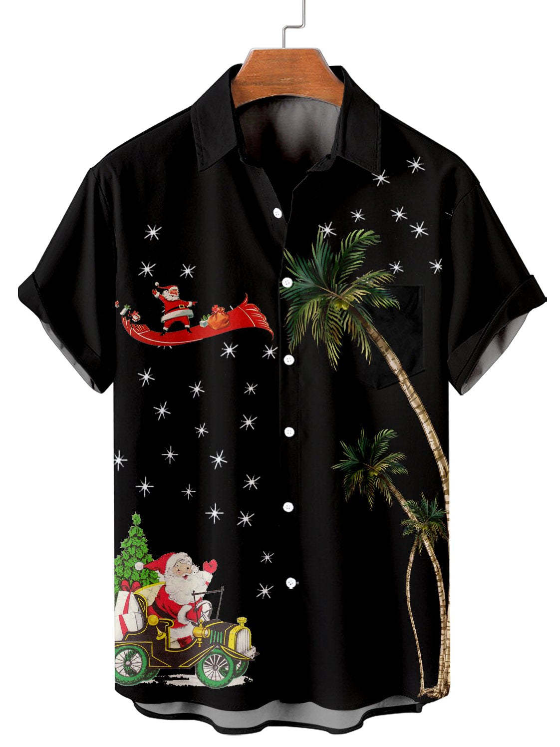 Men's Christmas Spoof Christmas Father Pattern Short Sleeve Shirt